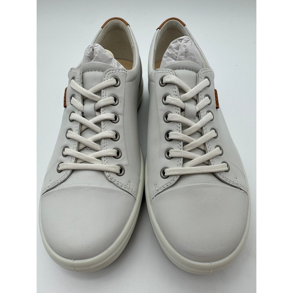 ECCO Soft 7 White Leather Sneakers Women's US 10–10.5 EU 41 Lace Up Shoes - Picture 4 of 8